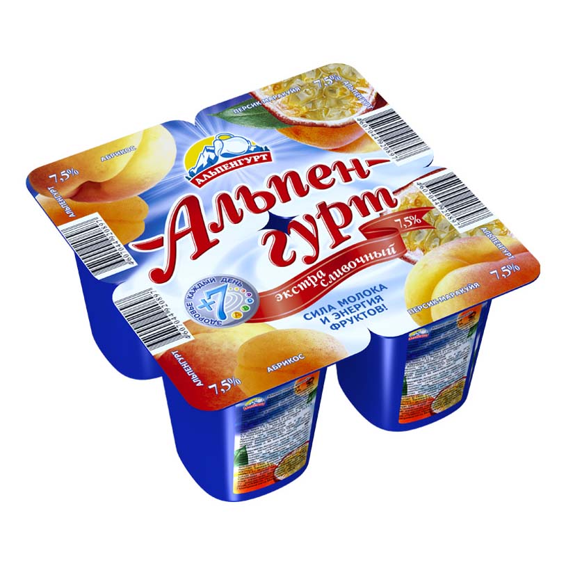 

Йогуртный продукт Альпенгурт Экстра сливочный абрикос, персик, маракуйя 7,5% 100 г