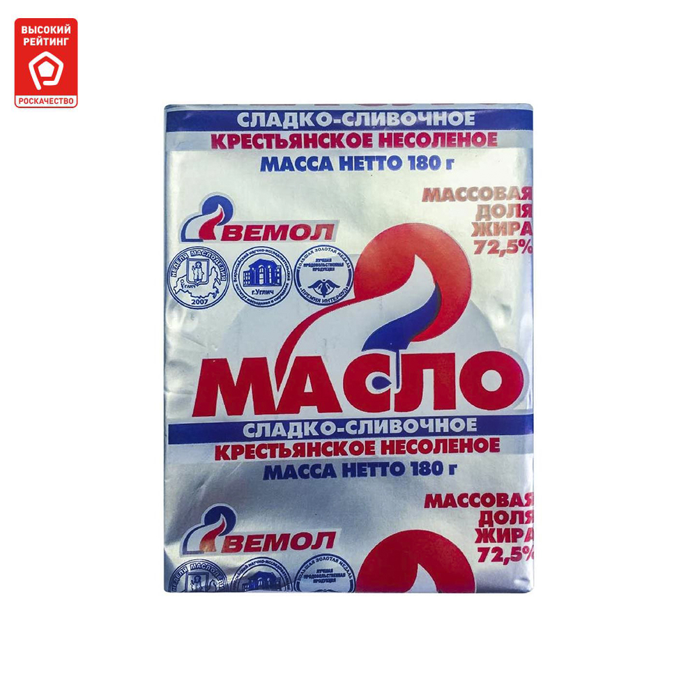 

Сливочное масло Вемол 72,5% бзмж 180 г