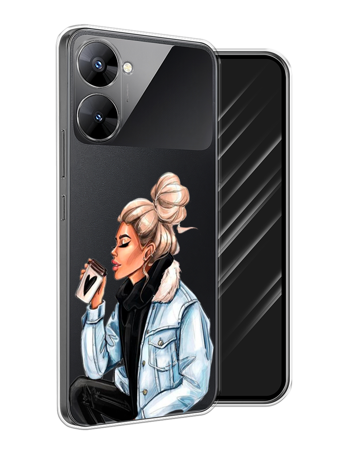 

Чехол Awog на Realme V30 5G/V30T 5G "Cute girl", Бежевый;черный;голубой, 2513450-7