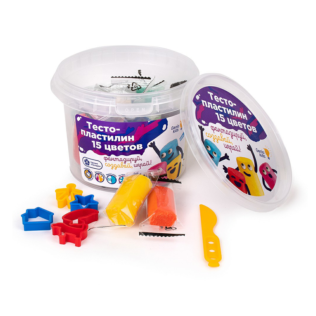 

Набор для творчества Genio Kids Тесто-пластилин 15 цветов 300 г