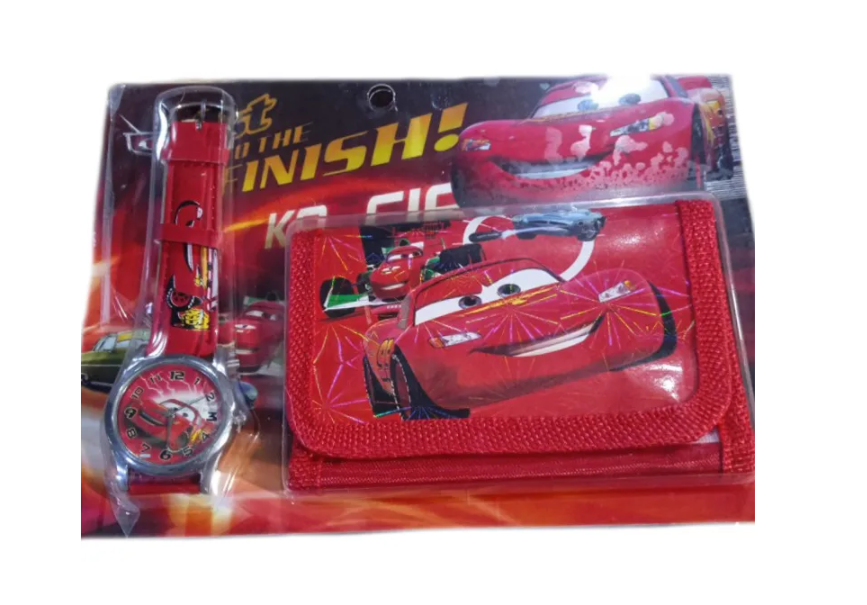фото Детский набор игрушки к 1104-05 обычные красные часы+кошел машины тач