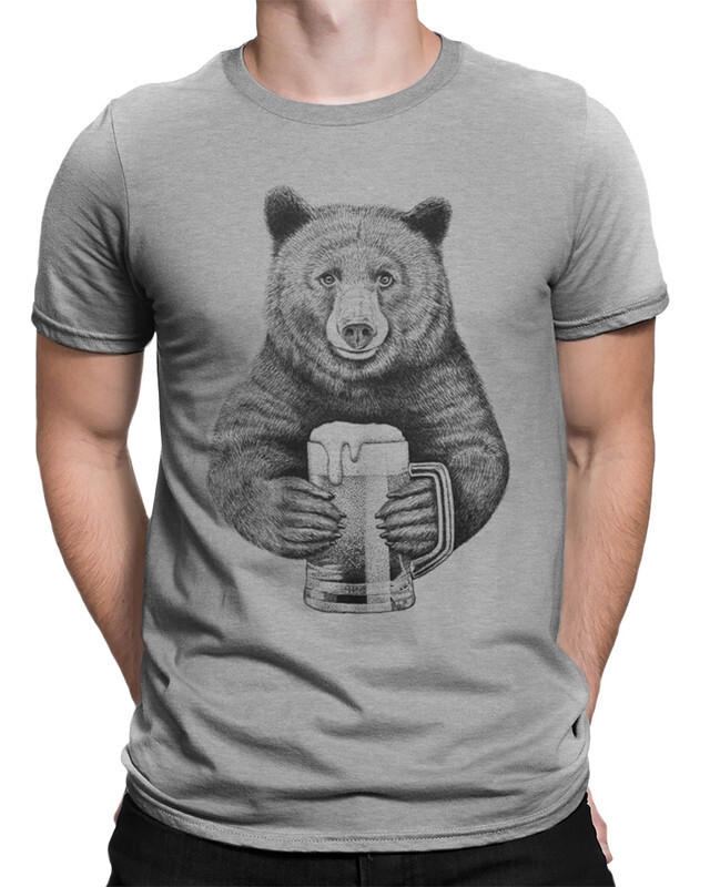 фото Футболка мужская dreamshirts bear-beer серая 2xl