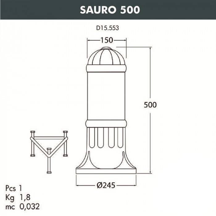 

Садовый светильник Fumagalli Sauro D15.553.000.vyf1r 1 шт., Sauro