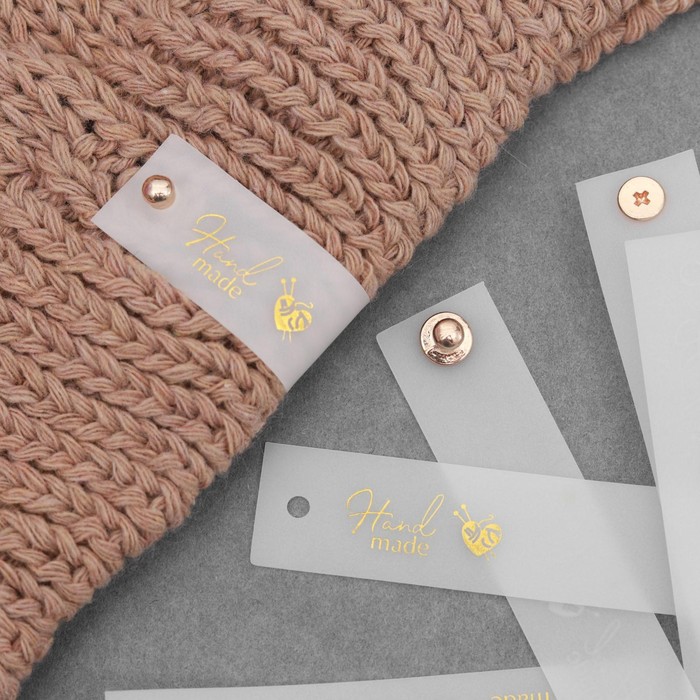 

Арт Узор Бирка с кнопкой «Hand made», 8 х 1,8 см, 10 шт, цвет матовый/золотой, Белый