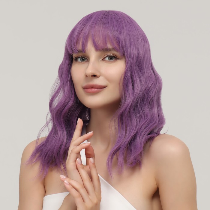 

Парик Queen fair искусственный с чёлкой имитация кожи 40 см 160 г цвет сиреневый SHT362, Фиолетовый