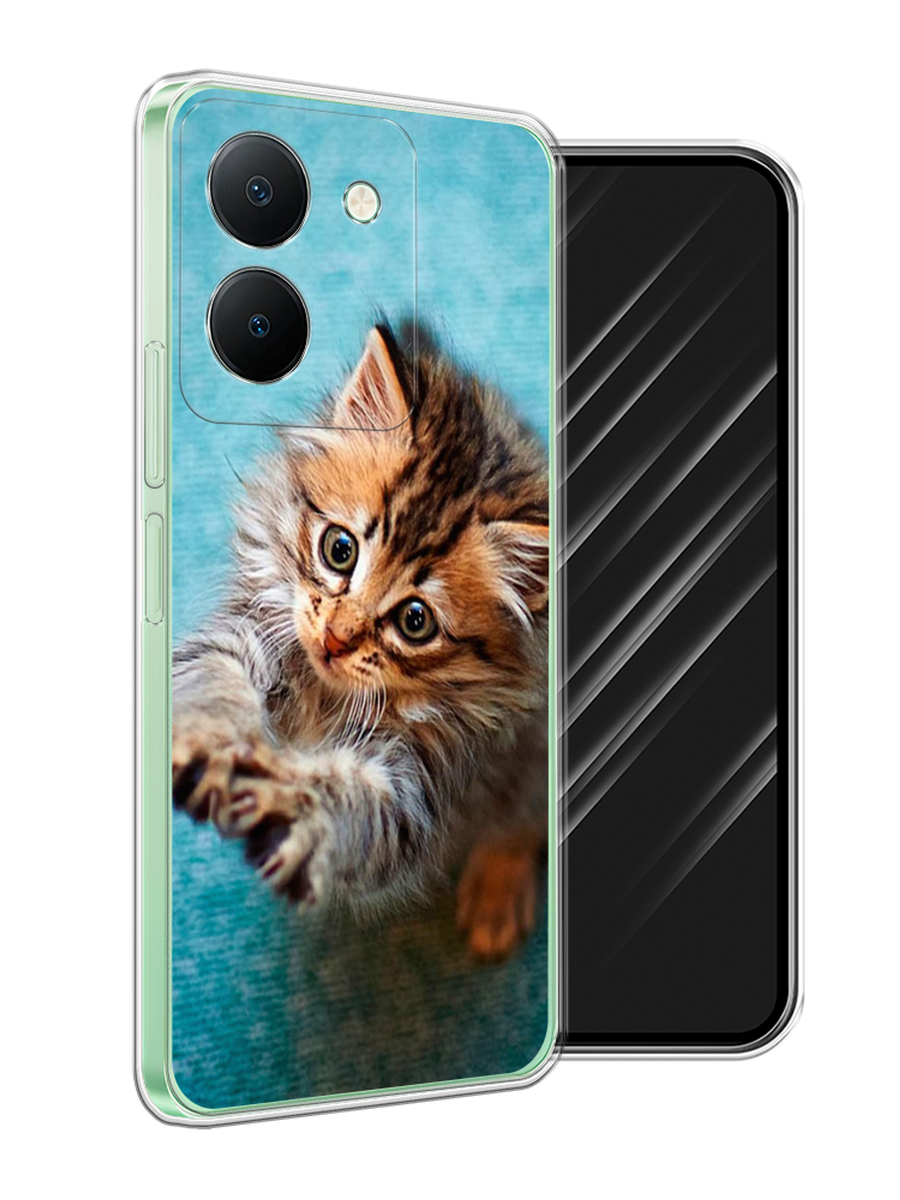 

Чехол Awog на Vivo Y27S "Котенок просит есть", Бирюзовый;коричневый;белый, 269750-1