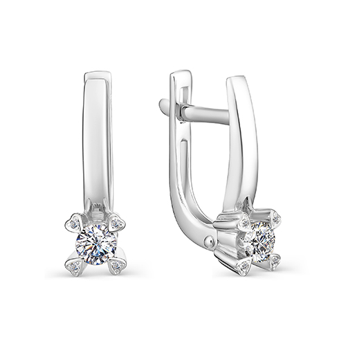 

Серьги из белого золота с бриллиантом АЛЬКОР 23028-200, 23028-200
