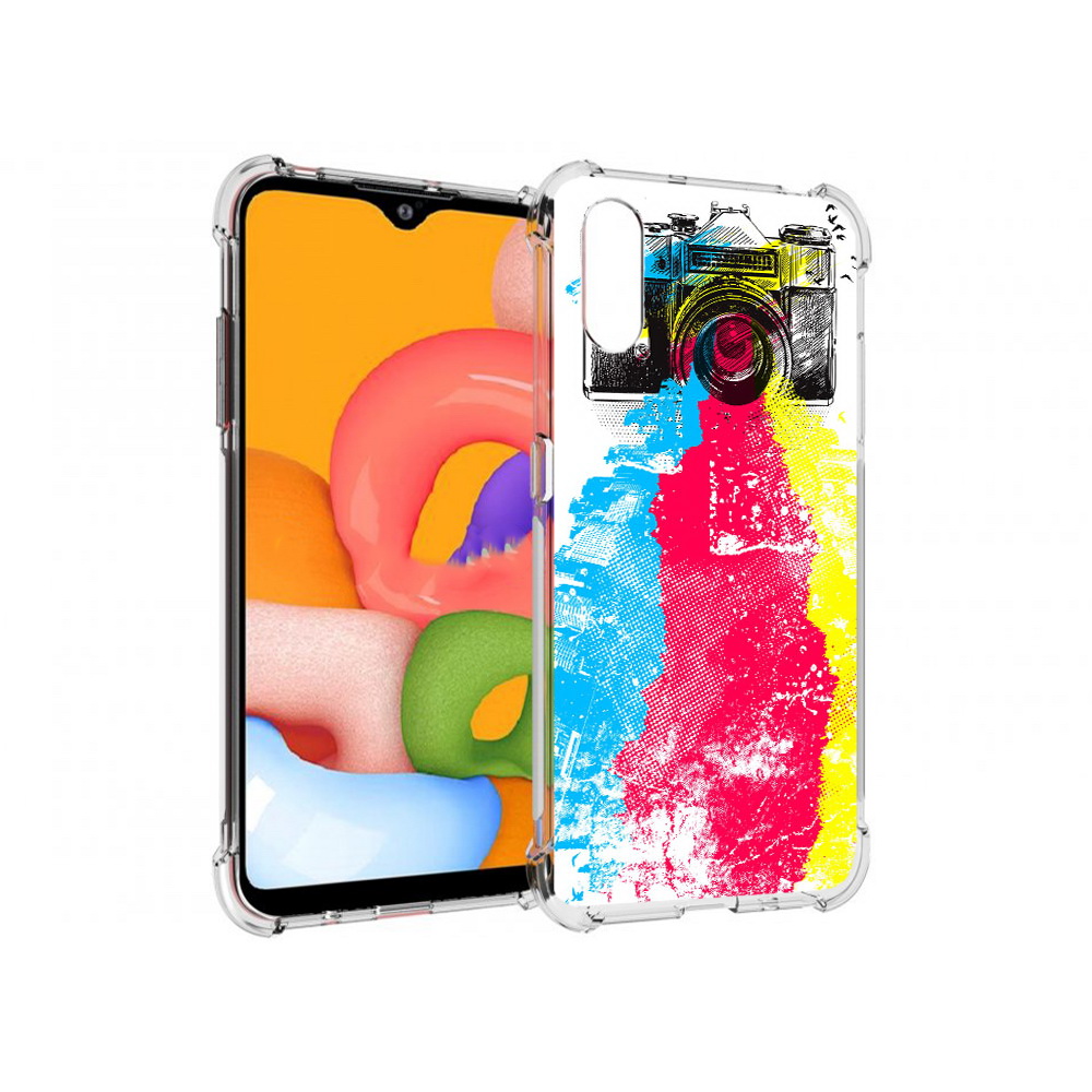 

Чехол MyPads Tocco для Samsung Galaxy A01 цветной фотоаппарат (PT144711.509.668), Прозрачный, Tocco