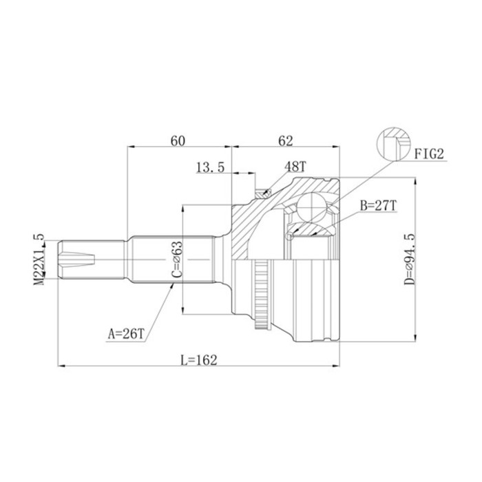 

Шрус привода DOUBLE FORCE, с ABS DFCV072