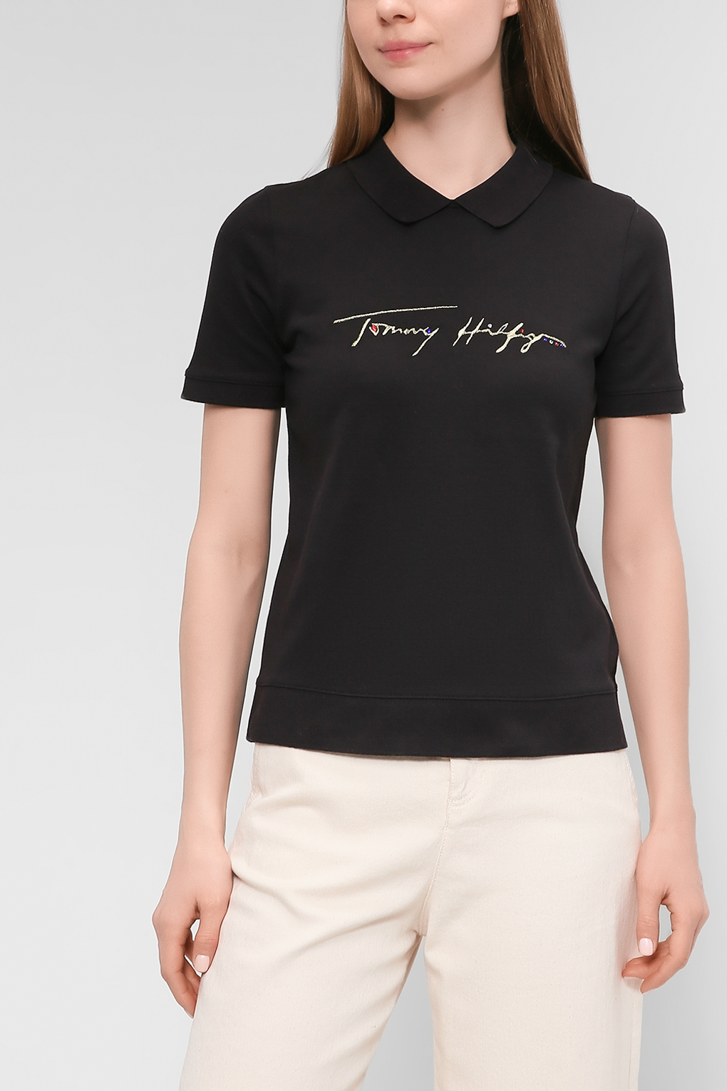 

Футболка женская Tommy Hilfiger WW0WW28942 черная M, Черный, WW0WW28942