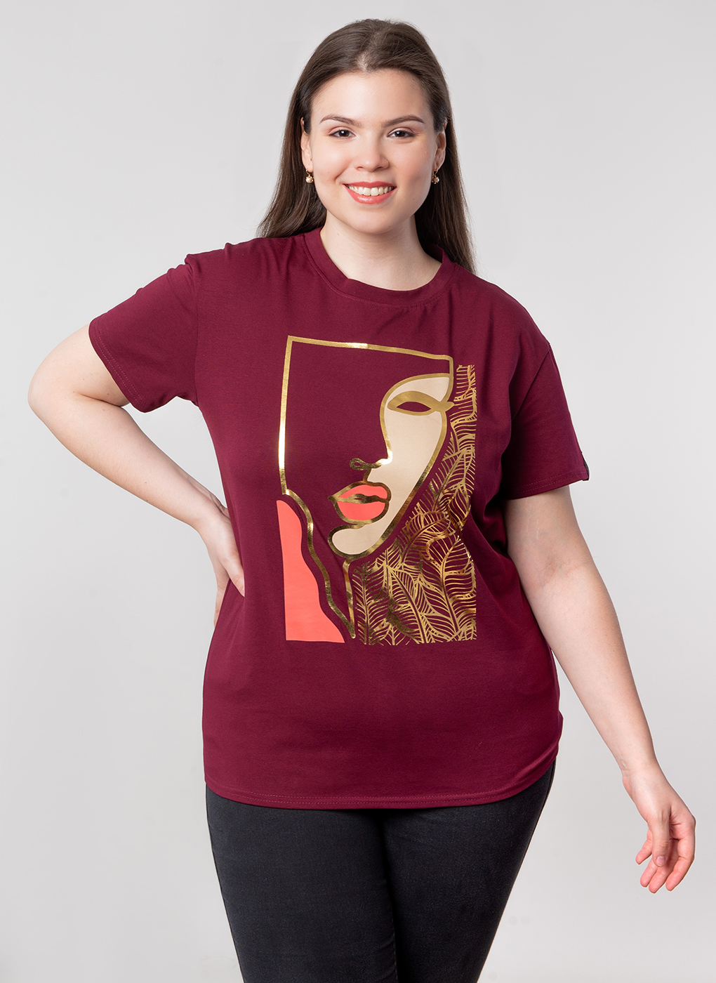 

Футболка женская Каляев 60550 бордовая 56 RU, 60550