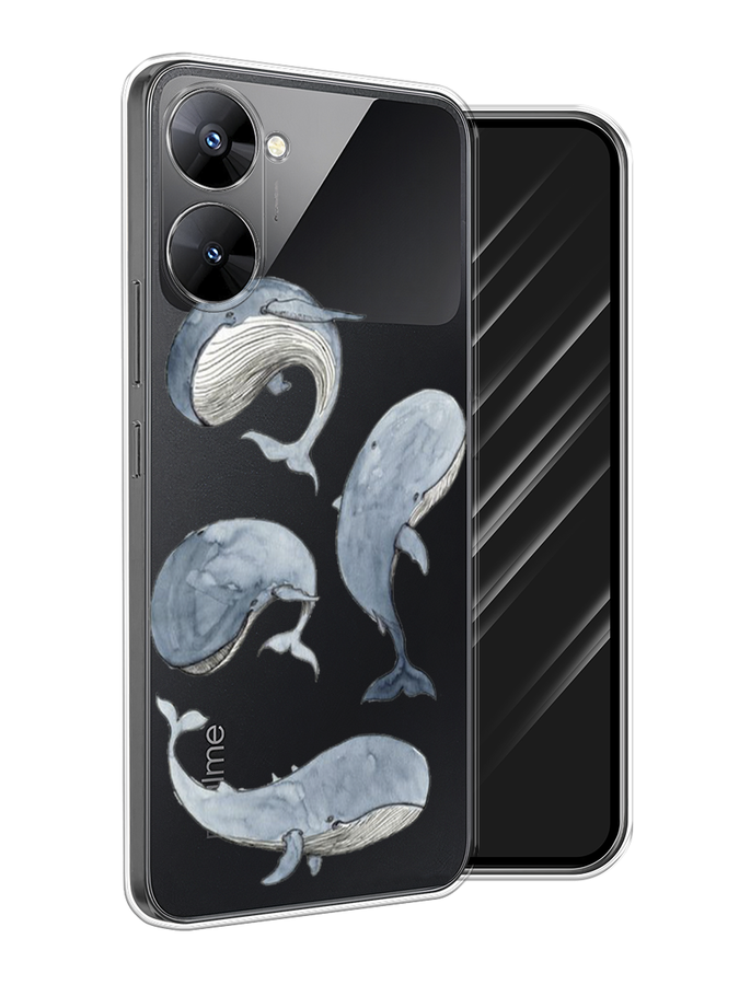 

Чехол Awog на Realme V30 5G/V30T 5G "Киты", Голубой;белый;прозрачный, 2513450-1