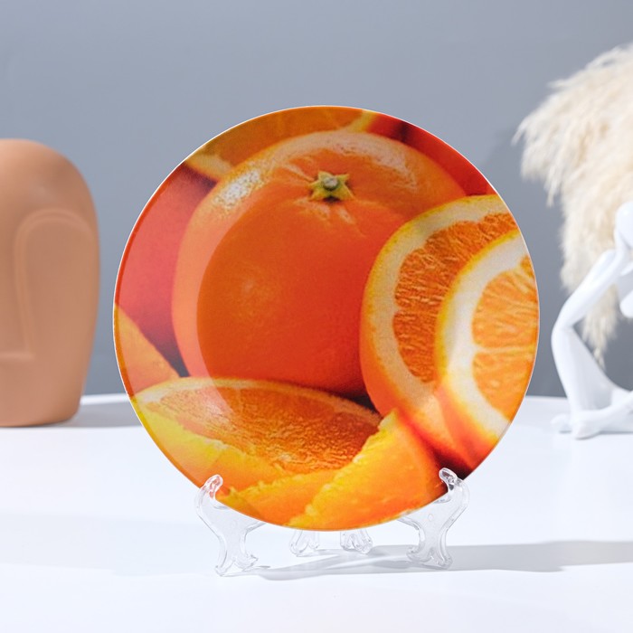 Тарелка декоративная Сочный апельсин, настенная, D = 17,5 см