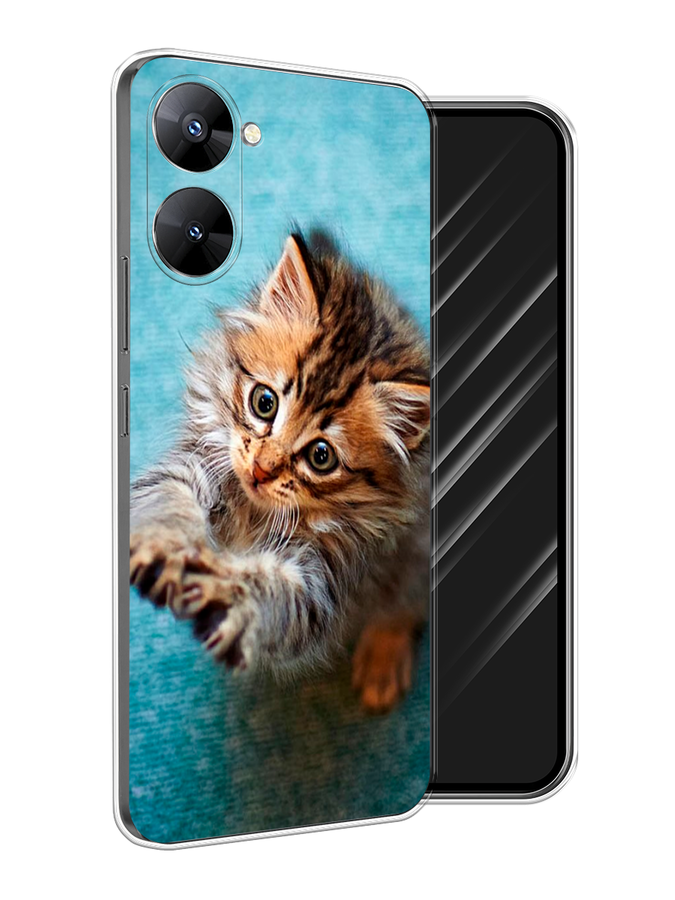 

Чехол Awog на Realme V30 5G/V30T 5G "Котенок просит есть", Бирюзовый;коричневый;белый, 2513550-2