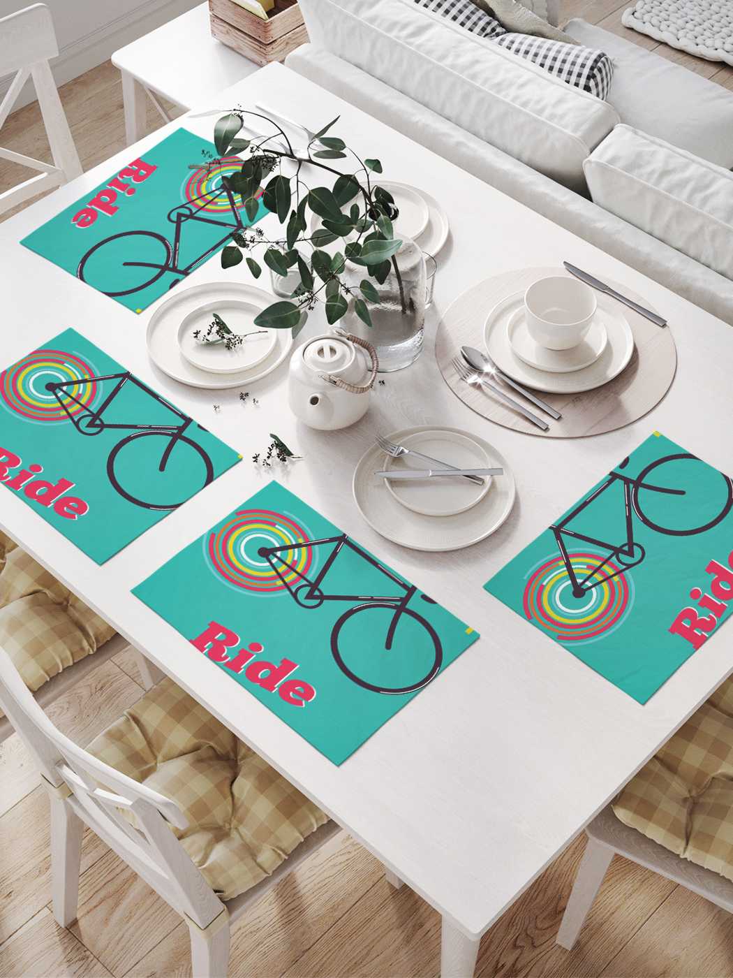 

Комплект салфеток JoyArty "Езда на велосипеде" (32х46 см, 4 шт.), Белый