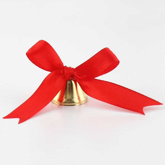 

Колокольчик с красным бантом, d=2,6 см (10 шт), Золотистый;красный