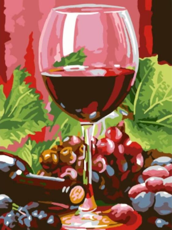 фото Картина по номерам цветной (standart) бокал красного вина