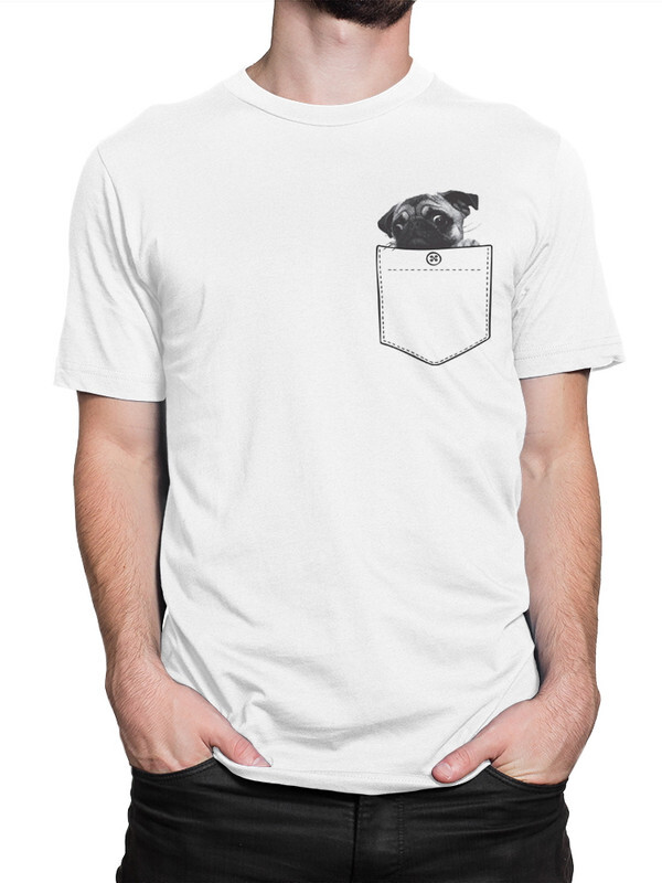 

Футболка мужская Dream Shirts Мопс в Кармашке белая M, Мопс в Кармашке