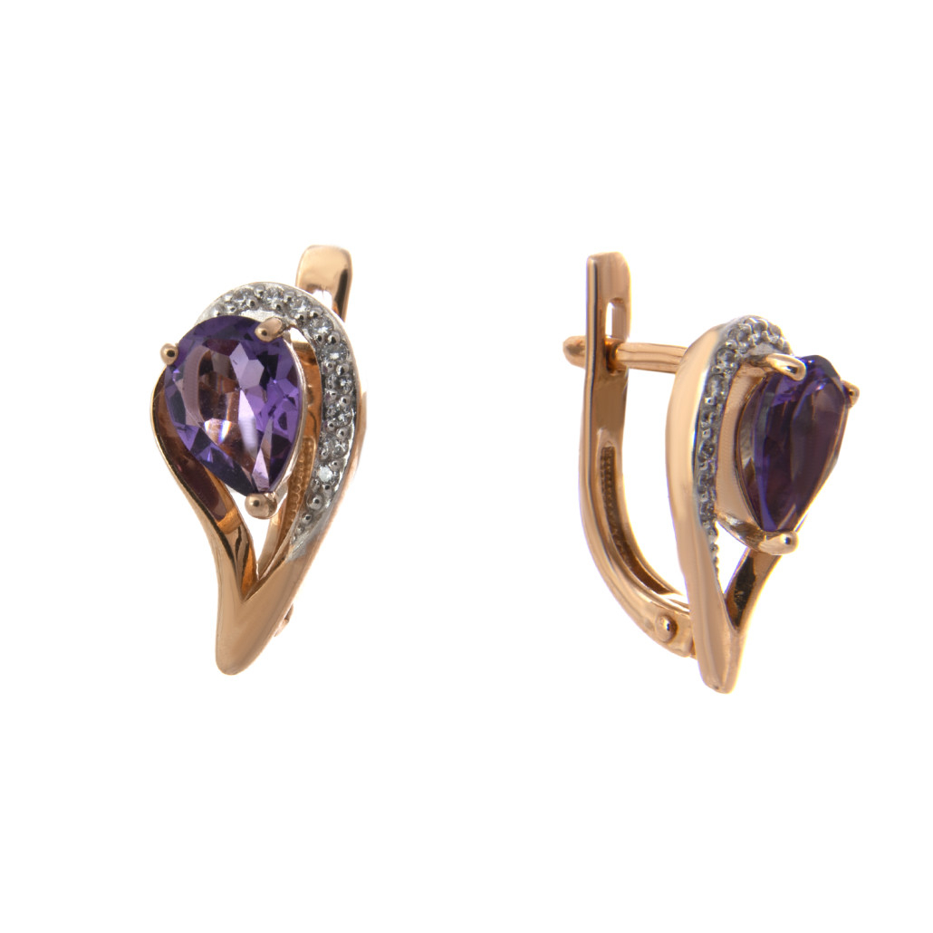 

Серьги из красного золота с аметистом Золото Дисконт С122-4108Ам, С122-4108Ам