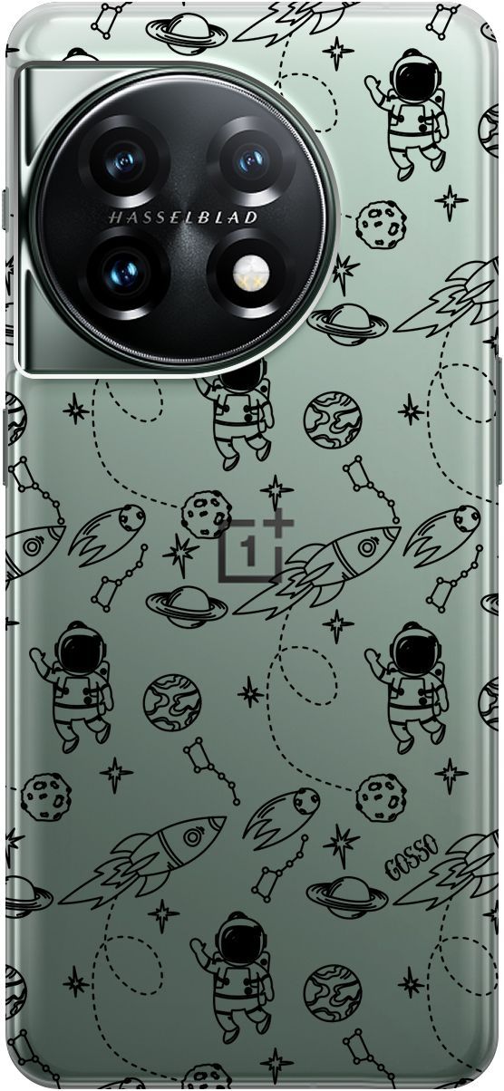 

Силиконовый чехол на OnePlus 11 с 3D принтом "Space" прозрачный, Прозрачный;черный, 159476