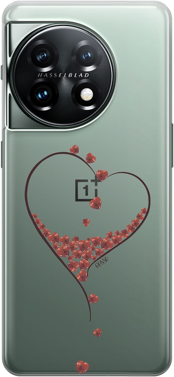 

Силиконовый чехол на OnePlus 11 с 3D принтом "Little hearts" прозрачный, Прозрачный;черный, 159476