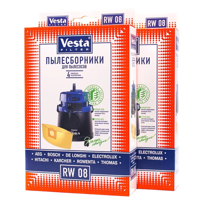 Пылесборник Vesta filter RW08 2 упак комплект пылесборников для philips komforter