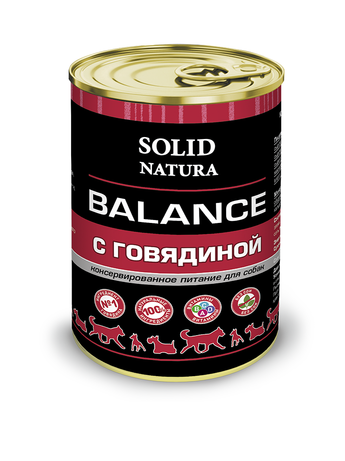 фото Влажный корм для собак solid natura balance говядина 340г х 12 шт