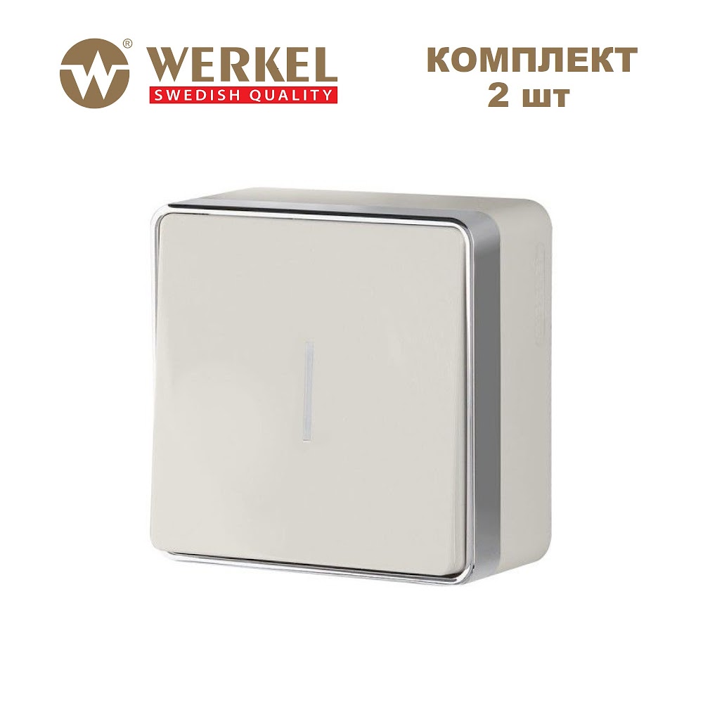 

Комплект из 2 шт накладных однокл. выкл. с подсветкой Werkel Gallant W5010103 слон. кость, Бежевый, Накладной выключатель одноклавишный с подсветкой Gallant комплект