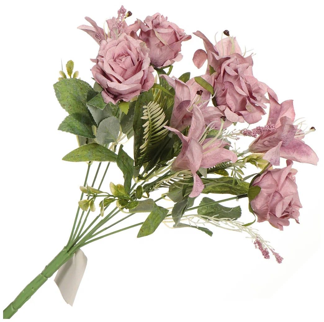 Цветок искусственный декоративный Букет роз, 40 см, сирен, Y3-1540