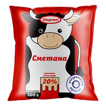 

Сметана Здорово! 20% 500 г бзмж