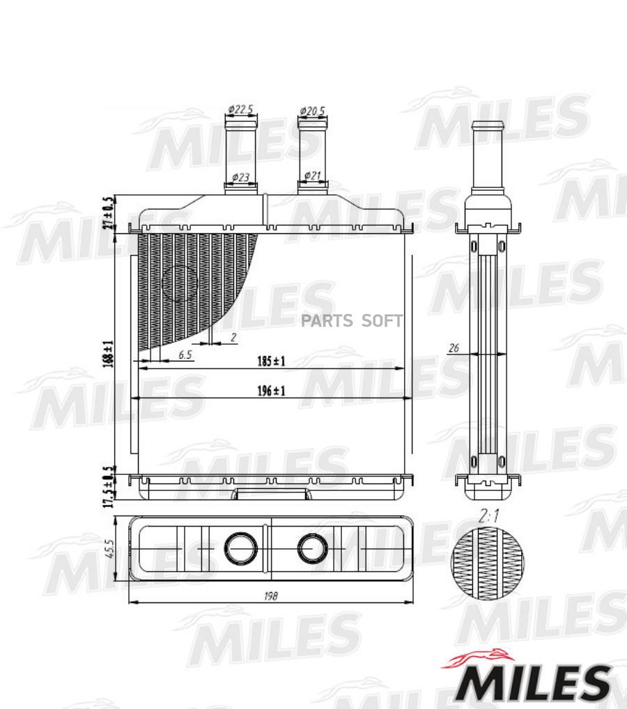 MILES Радиатор отопителя  MILES achb013