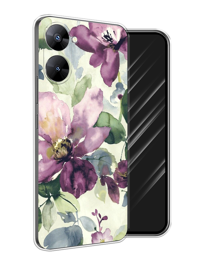 

Чехол Awog на Realme V30 5G/V30T 5G "Сиреневые цветы-акварель", Фиолетовый, 2513550-10