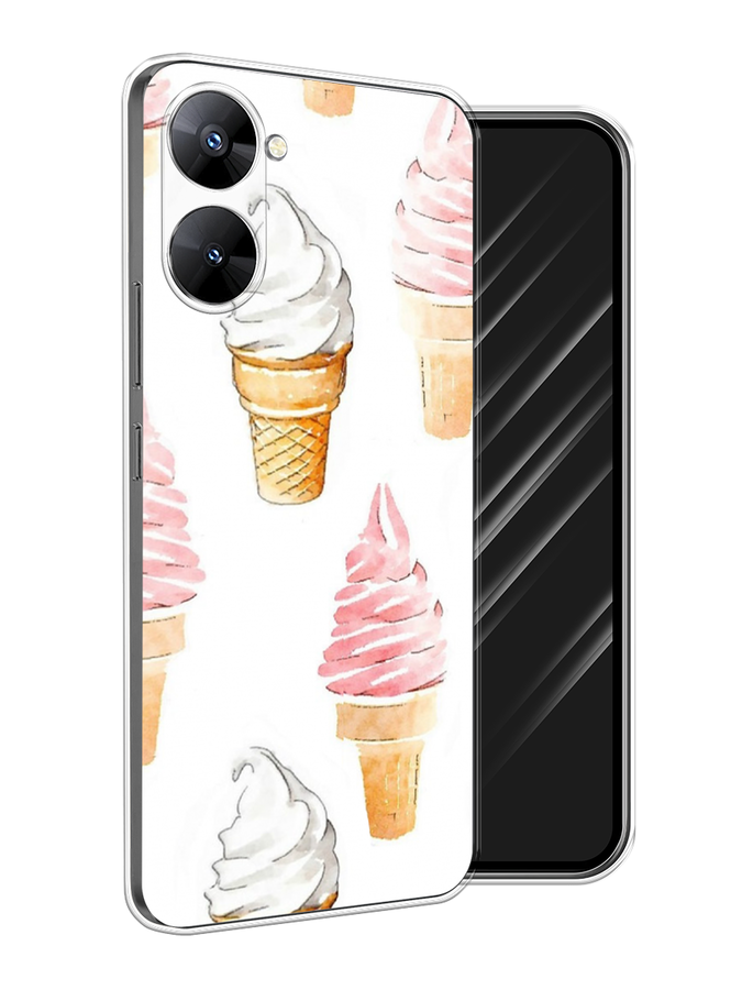 

Чехол Awog на Realme V30 5G/V30T 5G "Нарисованное мороженое", Белый;розовый, 2513550-10
