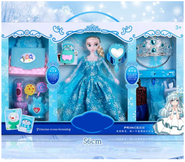 фото Набор игровой игрушки хс кукла; корона; платья; зеркало к 1116 - 01 кукла эльза в голубом