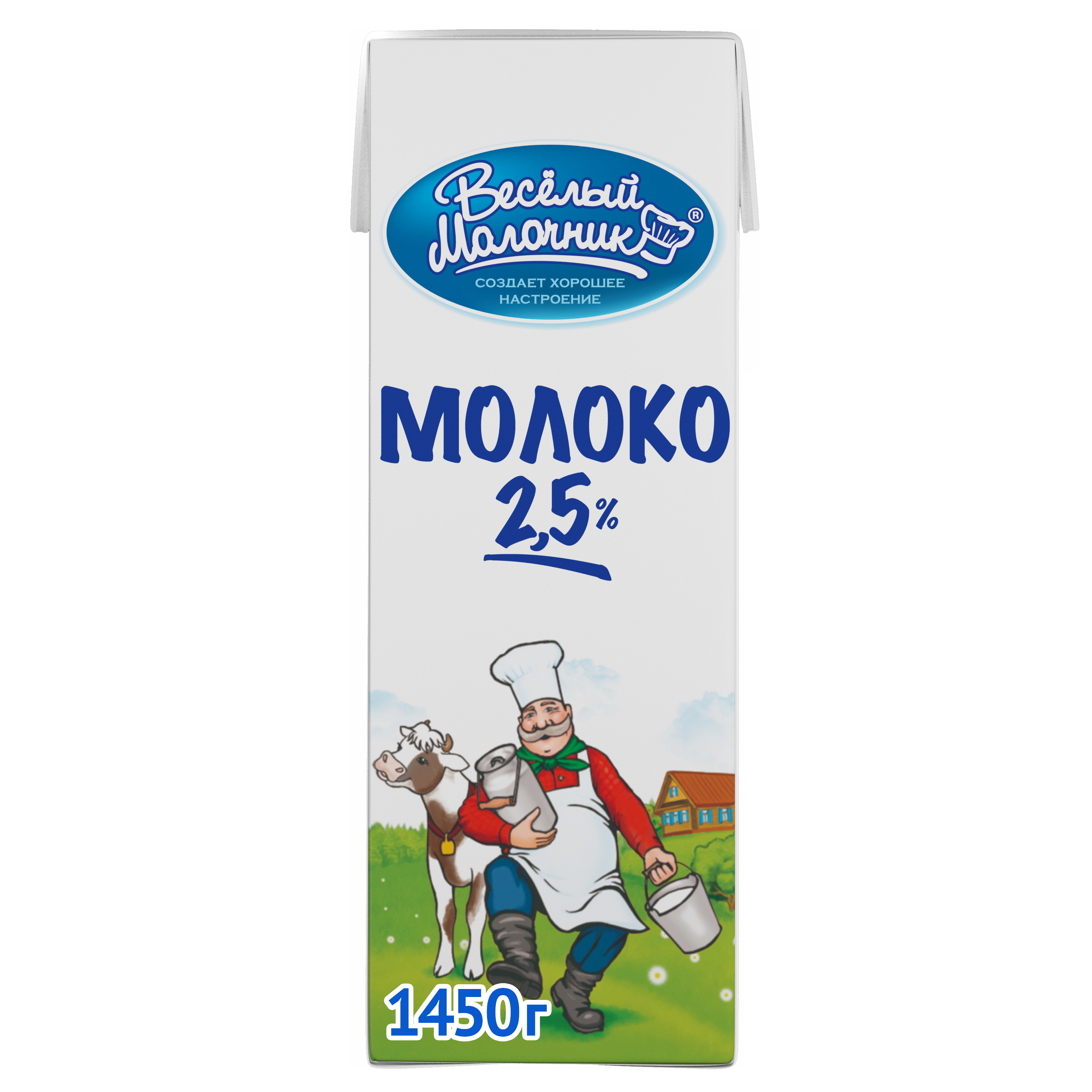 

Молоко Веселый Молочник стерилизованное 2,5% 1,45 л бзмж
