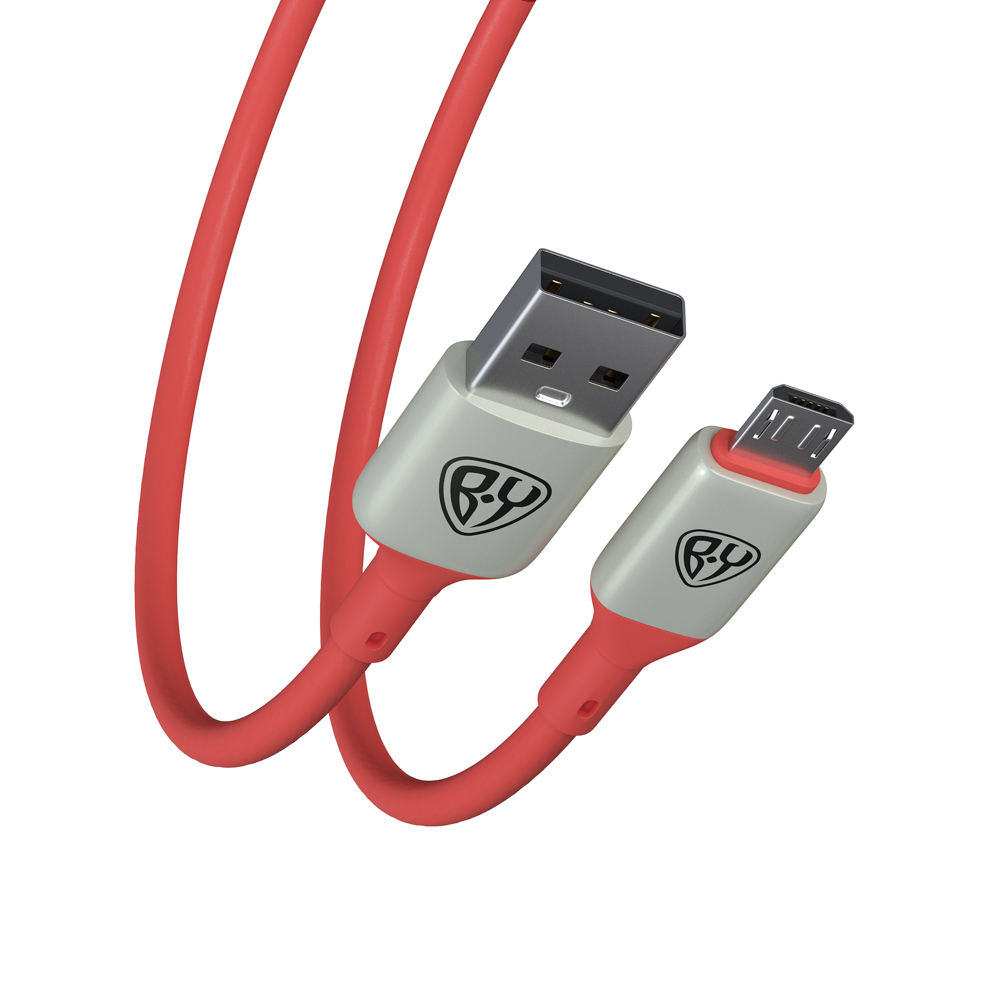 Кабель для зарядки BY Space Cable Pro USB - Micro USB быстрая зарядка QC3, 1 м, красный