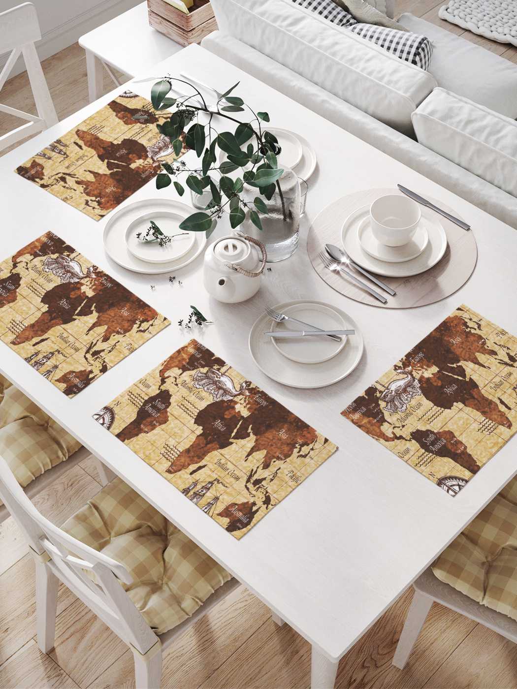 

Комплект салфеток JoyArty "Старинная карта" (32х46 см, 4 шт.), Синий