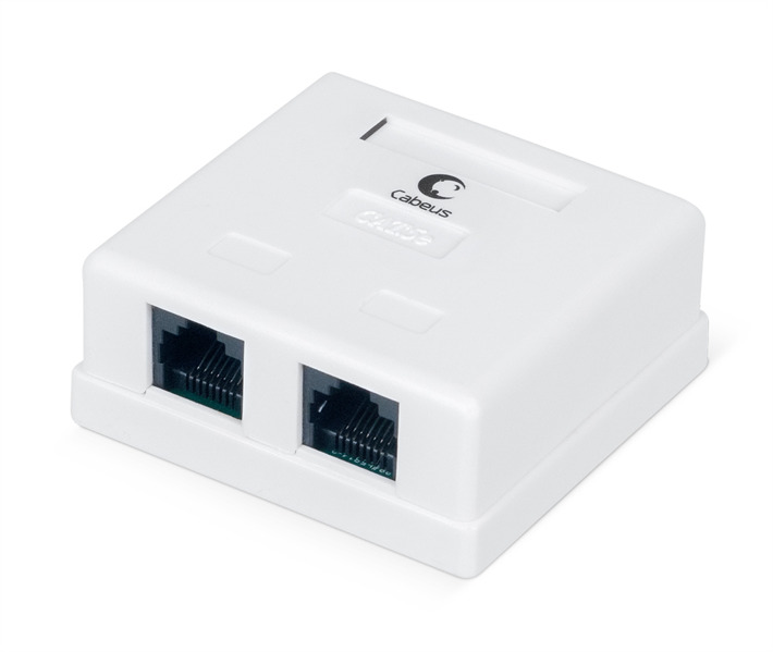 Cabeus WS-8P8C-Cat.5e-2 Розетка компьютерная RJ-45, категория 5e, двойная, внешняя, Dual I розетка компьютерная hyperline sb1 1 8p8c c6 sh wh rj 45 8p8c категория 6 экранированна