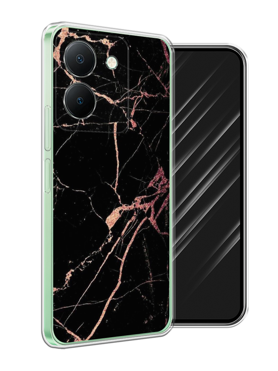 

Чехол Awog на Vivo Y27S "Мрамор розовое золото", Черный;розовый, 269750-1