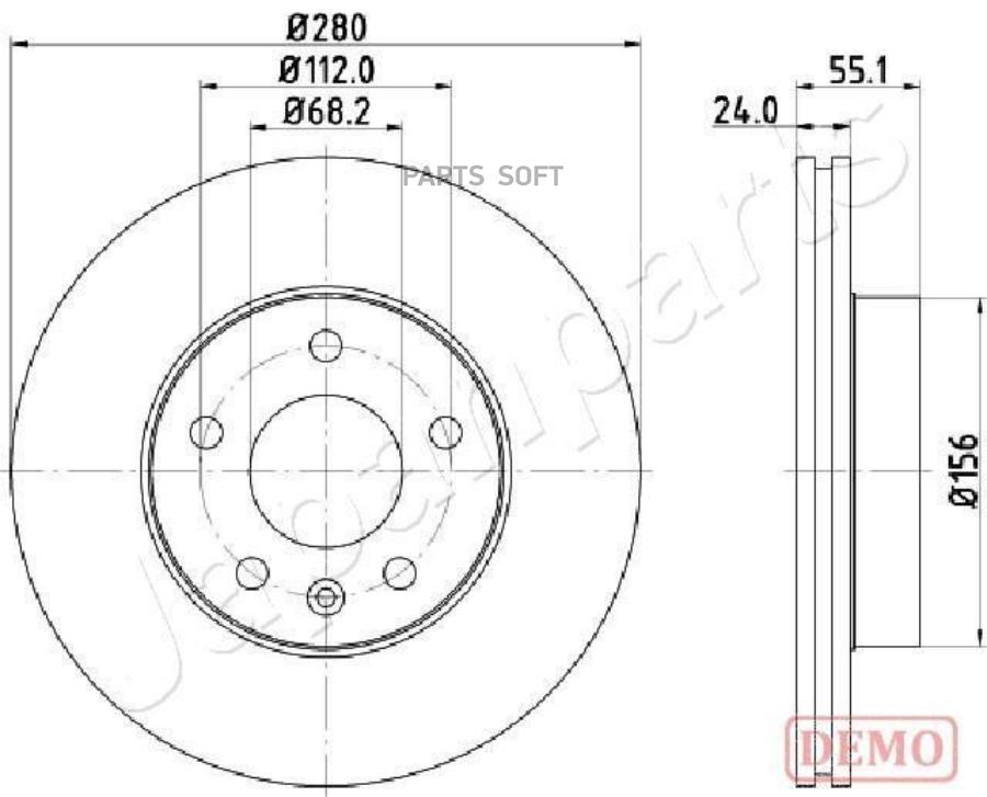 

Диск Тормозной Vw Transporter Iv 1.9-2.8 90-03 Передний D 280Мм. 1шт Japanparts DI0958C