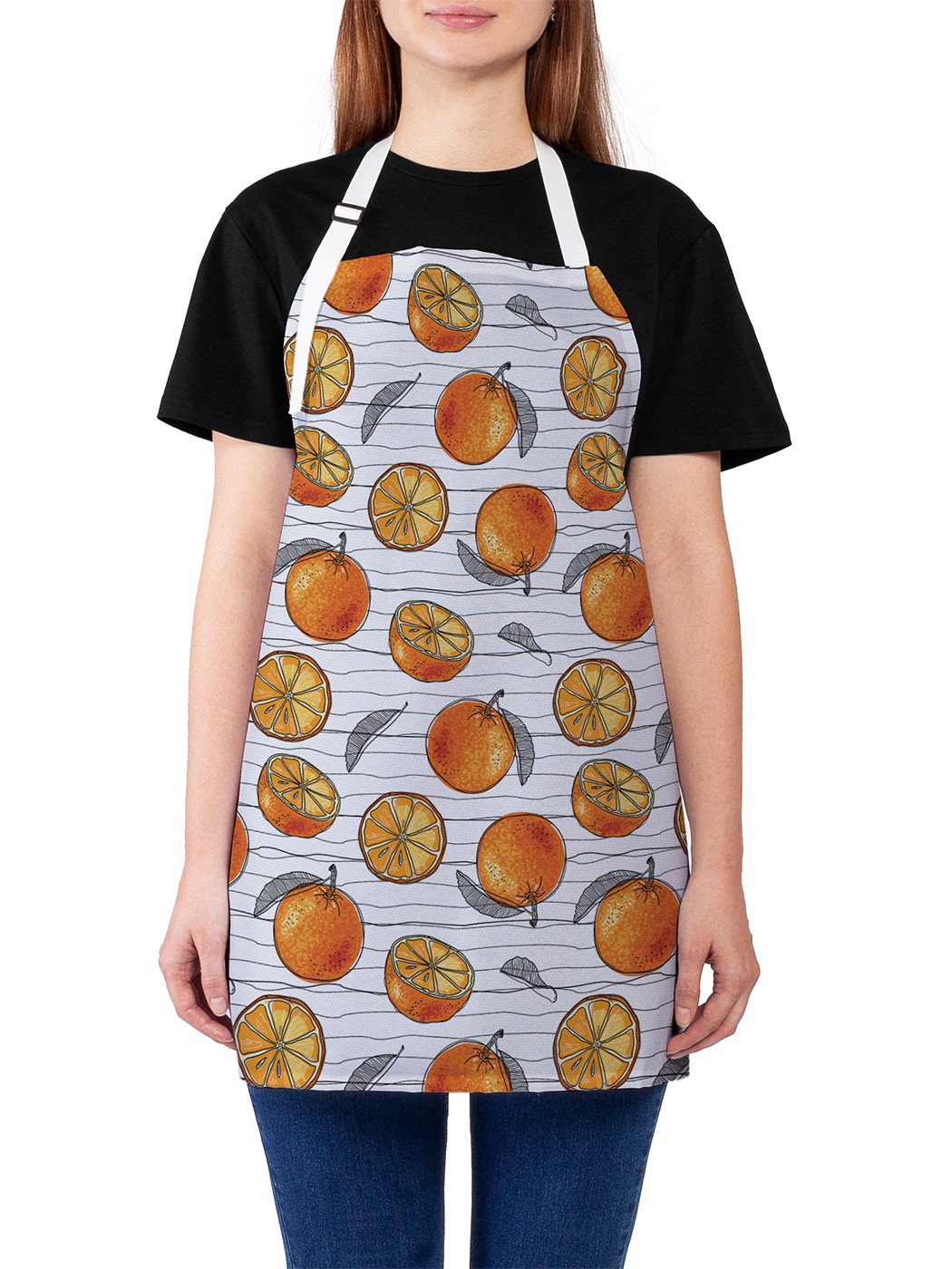

Фартук женский JoyArty для готовки "Апельсин в разрезе", универсальный размер, Белый