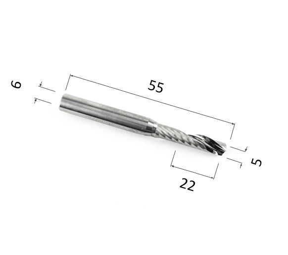 

Фреза спиральная однозаходная DJTOL N1LX6522 для станка ЧПУ, N1LX