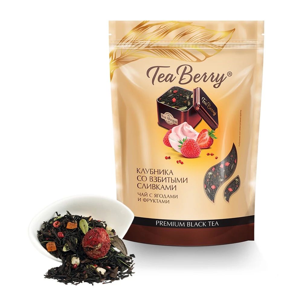 

Чай черный Tea Berry Клубника со взбитыми сливками, листовой, с добавками, 170 г