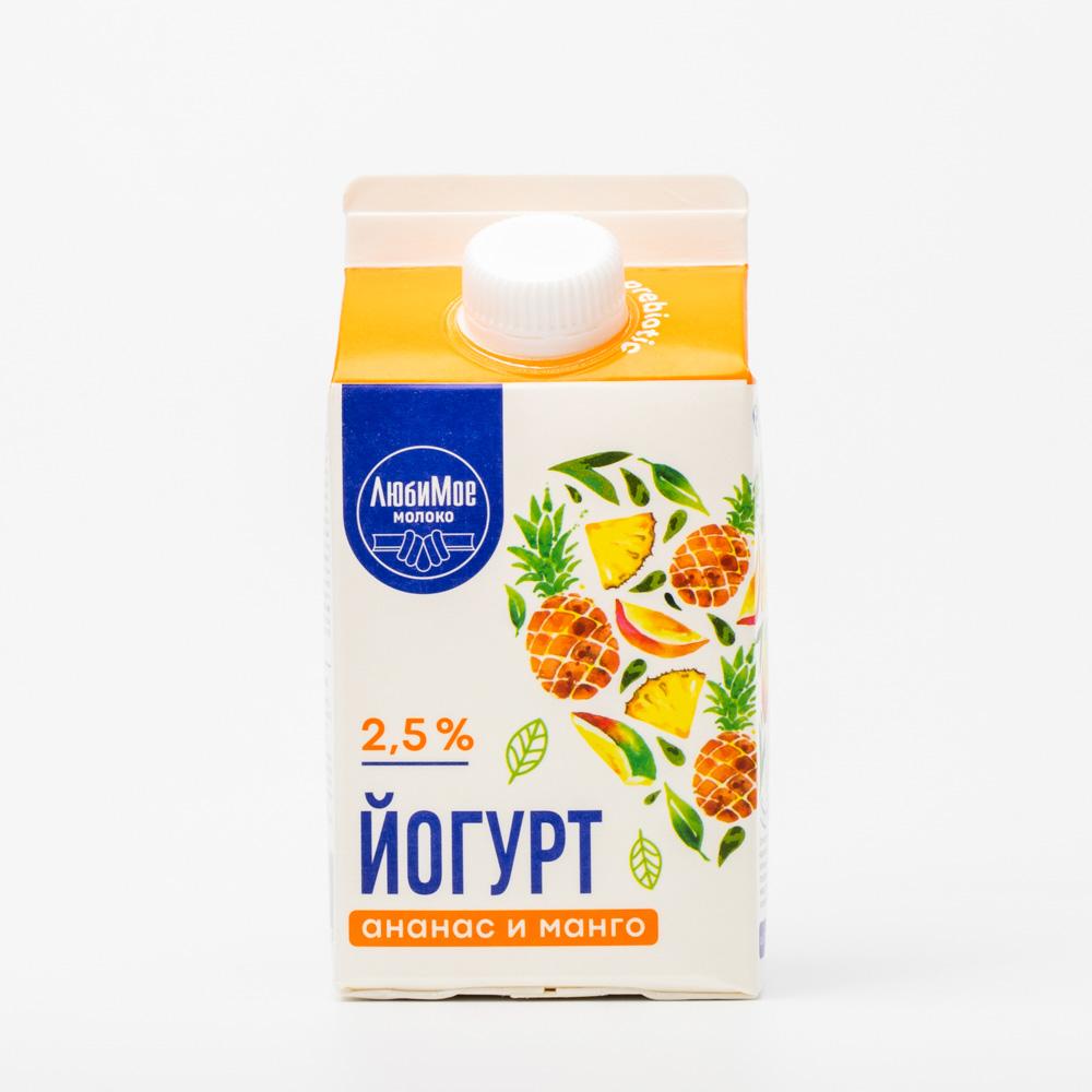 

Питьевой йогурт Любимое молоко с пребиотиками ананас-манго 2,5% 450 г