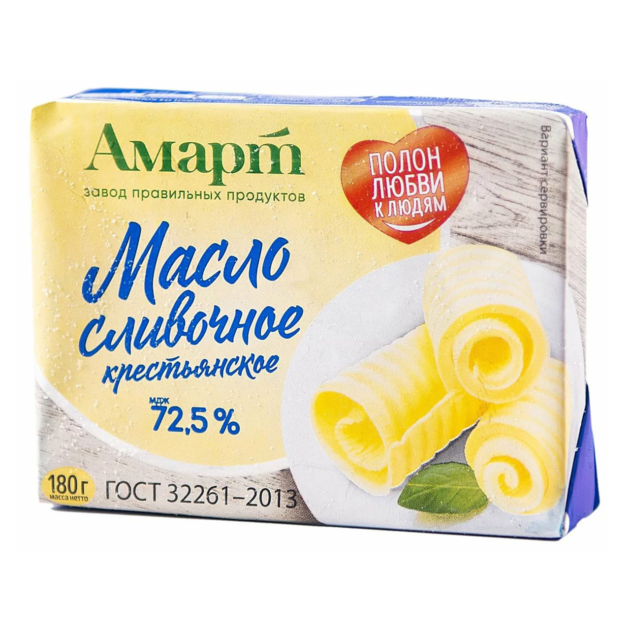 

Сливочное масло Амарт крестьянское 72,5% 180 г