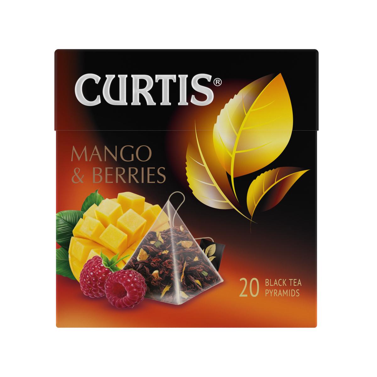 фото Чай черный curtis mango & berries, с добавками, 20 пирамидок