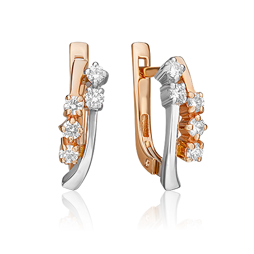 

Серьги из белого золота/красного золота PLATINA jewelry 02-0333-00, бриллиант, 02-0333-00
