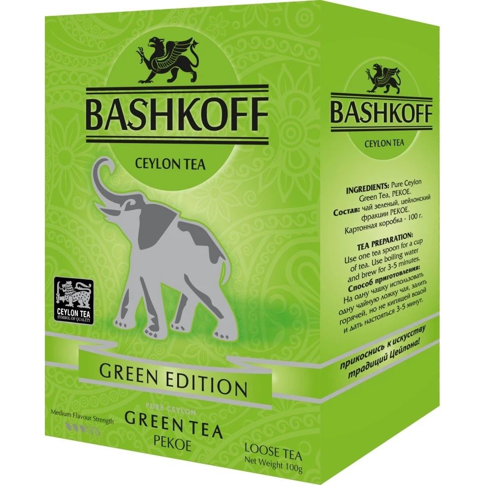 

Чай зеленый Bashkoff tea "Green Edition", среднелистовой, PEKOE, 100 г
