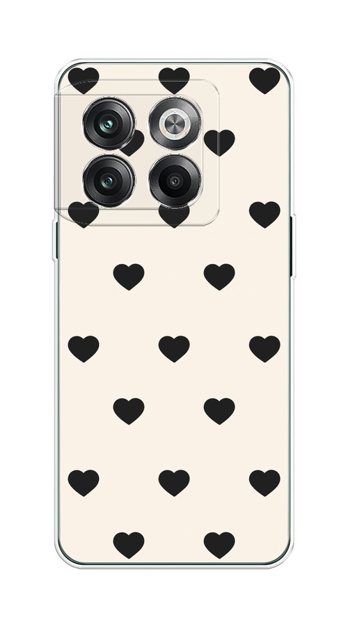

Чехол на OnePlus Ace Pro "Черные сердечки на белом", Черный;белый, 153350-1