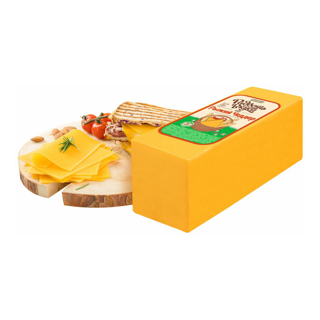 Сыр твердый Радость вкуса Рыжий чеддер 45% +-400 г